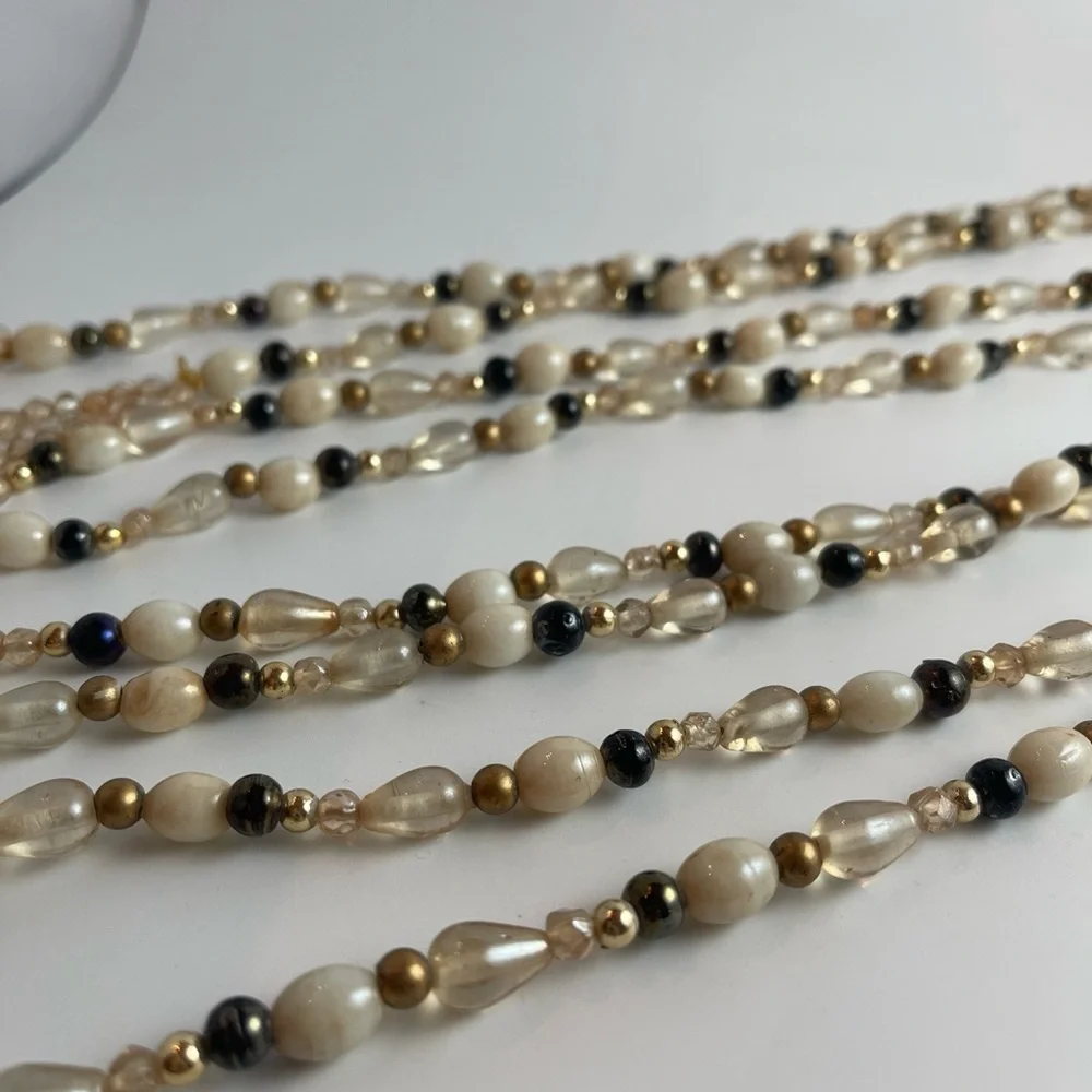 Tie Backs Glass Beads Lot of 2 Cream, Brown & Gold Curtain, Bath Towels Tie Back